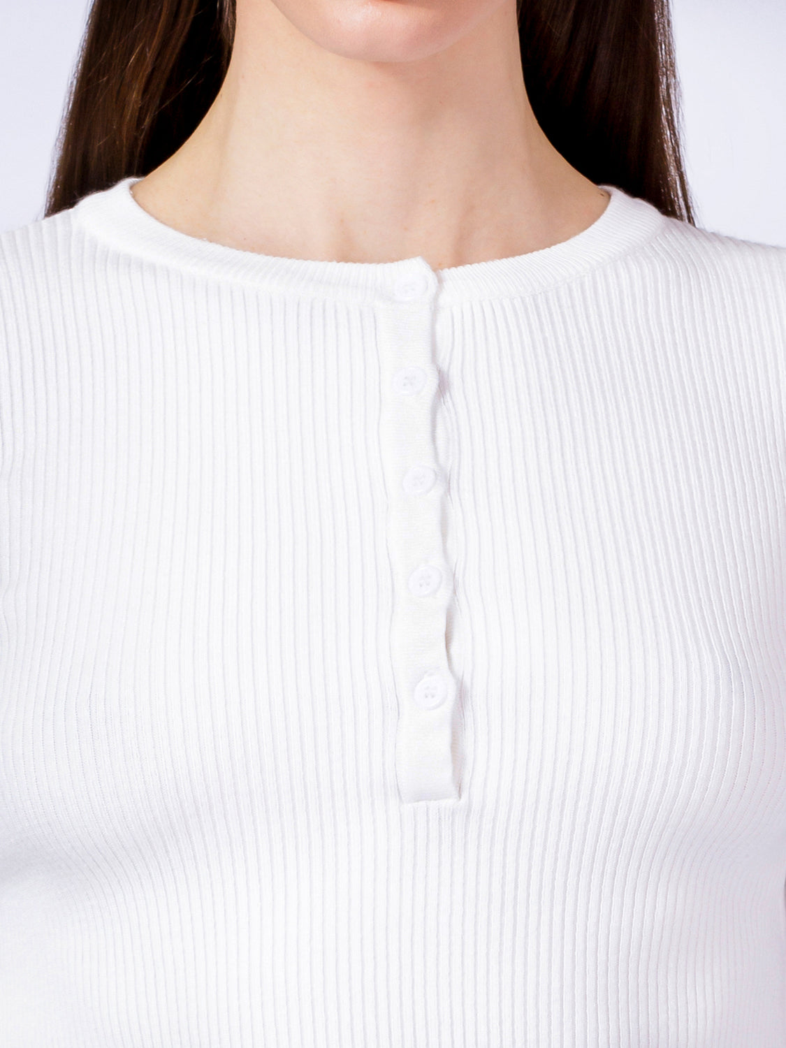 CROPPED HENLEY TEE, WHITE