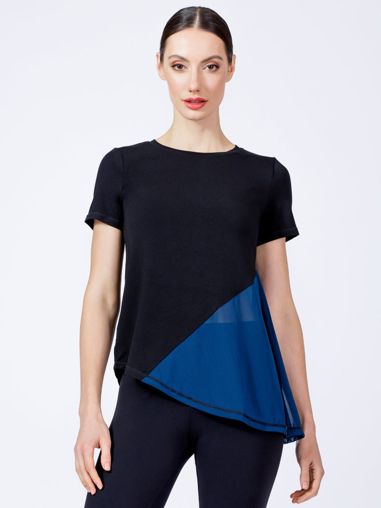 SWAY MESH TEE 2.0, BLACK/LAKE MESH