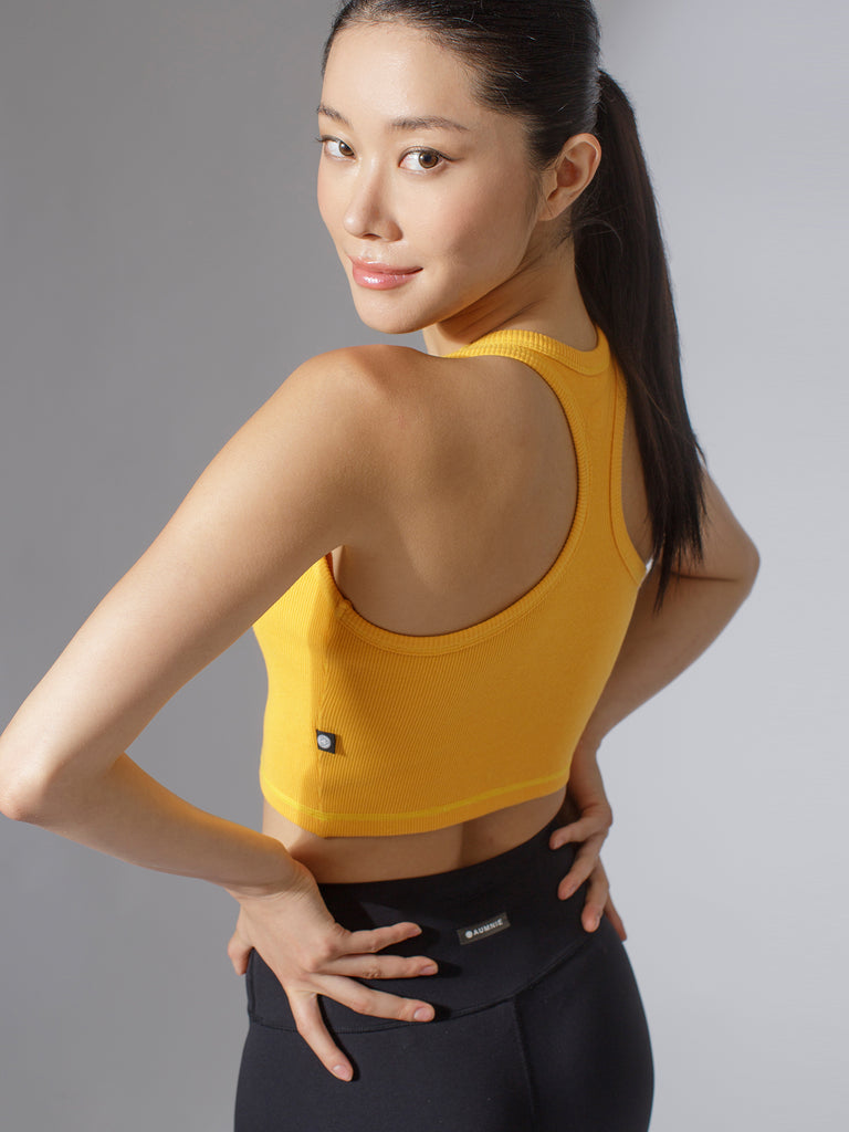 EVERYDAY RIBBED CROPPED SINGLET, YELLOW