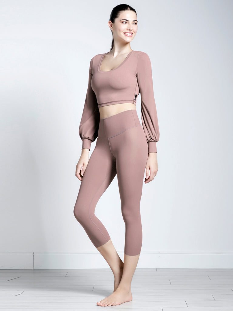 PUFF SLEEVE CROPPED TOP, ASH MAUVE