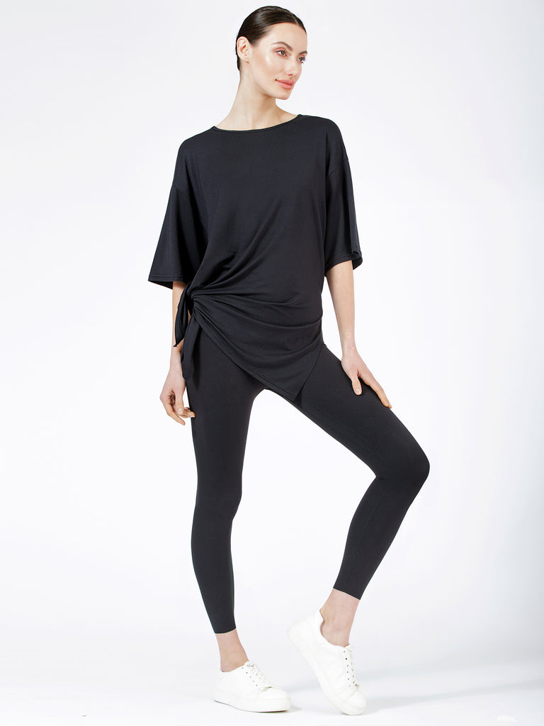 HIGH SPLIT OVERSIZE TEE, BLACK