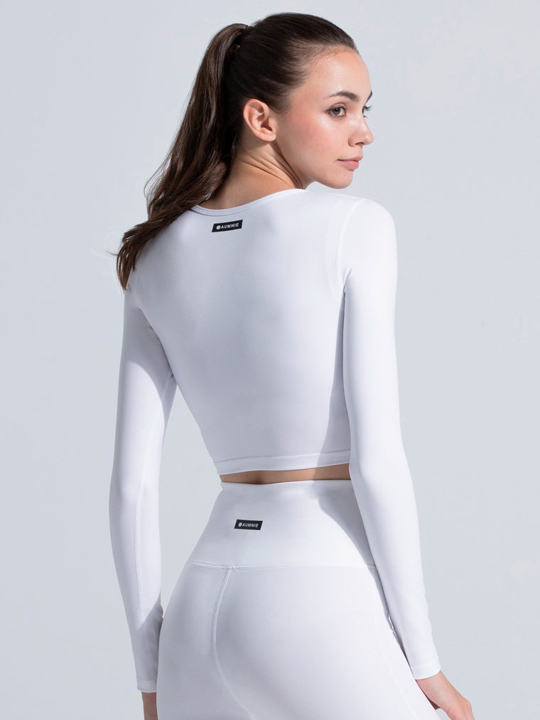 LONG SLEEVE CROPPED TEE,WHITE
