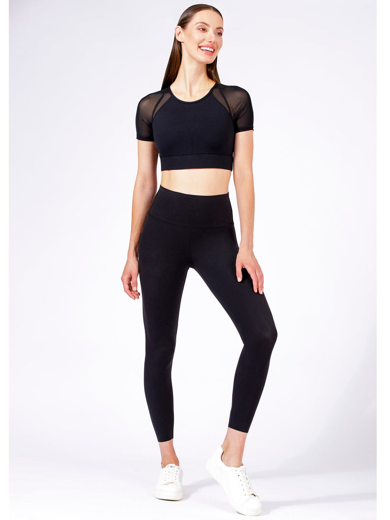 INTENSITY CROPPED TEE, BLACK/BLACK MESH