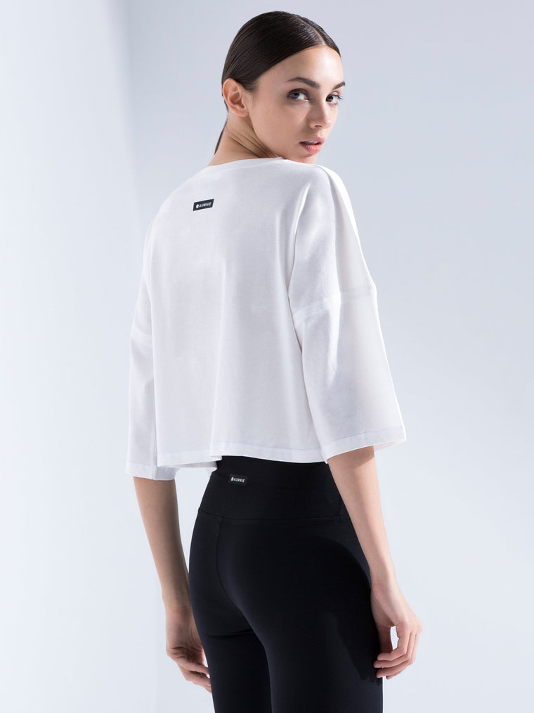 HB OVERSIZED CROPPED T-SHIRT, WHITE