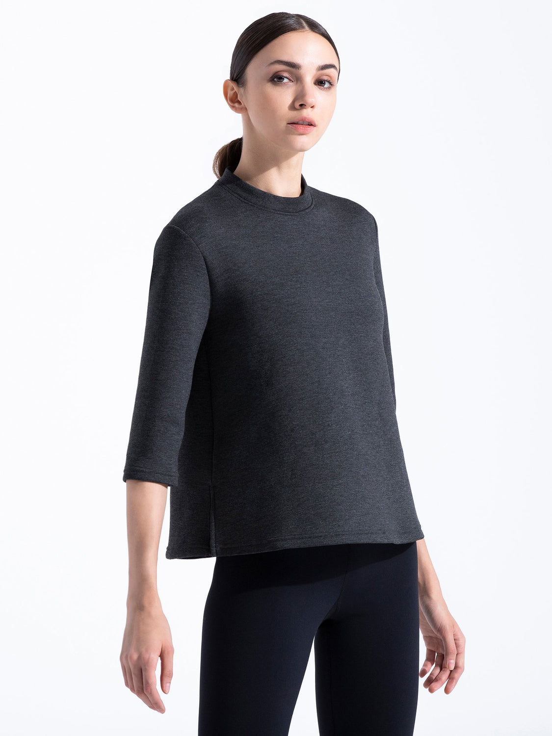 NEOPRENE MOCK NECK 3/4 SLEEVE TOP