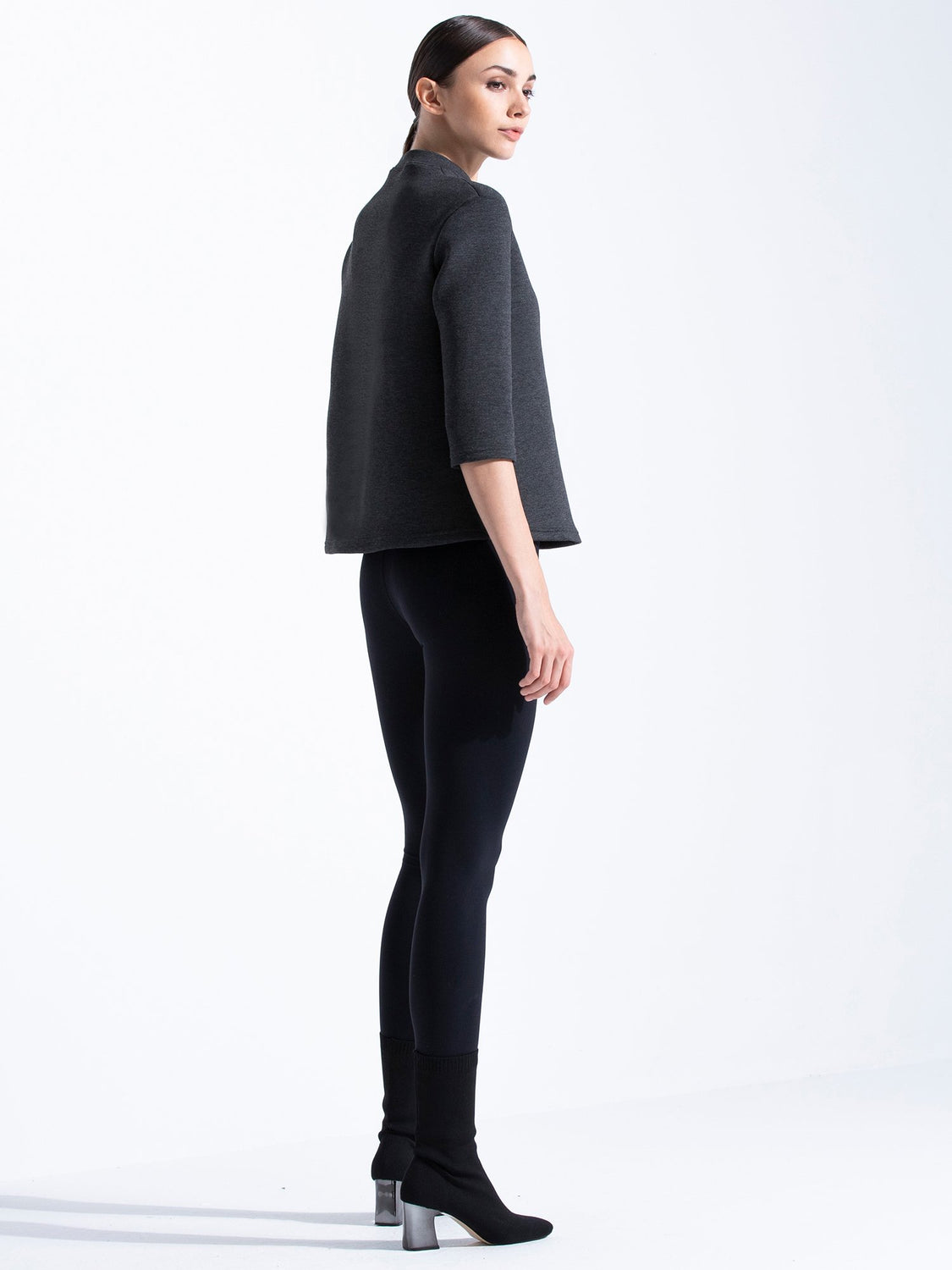 NEOPRENE MOCK NECK 3/4 SLEEVE TOP