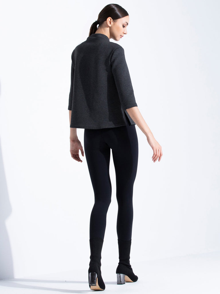 NEOPRENE MOCK NECK 3/4 SLEEVE TOP