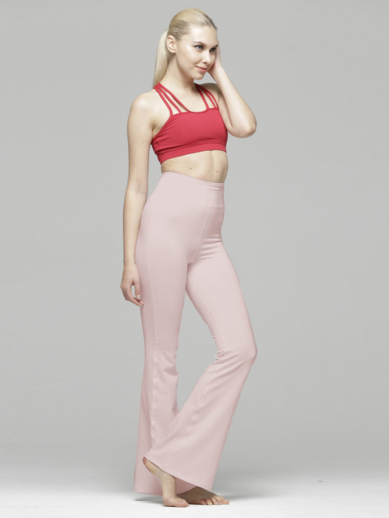 HIGH WAIST FLARE PANTS, BLUSH