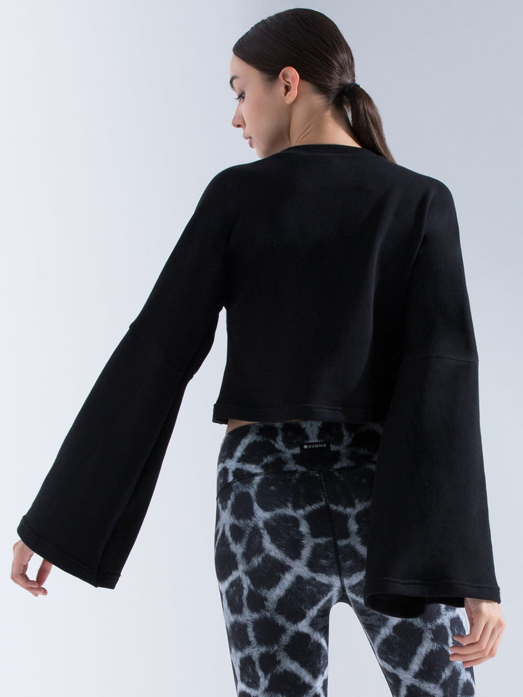 FLARED SLEEVE SWEATSHIRT, BLACK