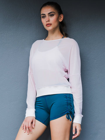 MESH SWEATSHIRT,SEASHELL